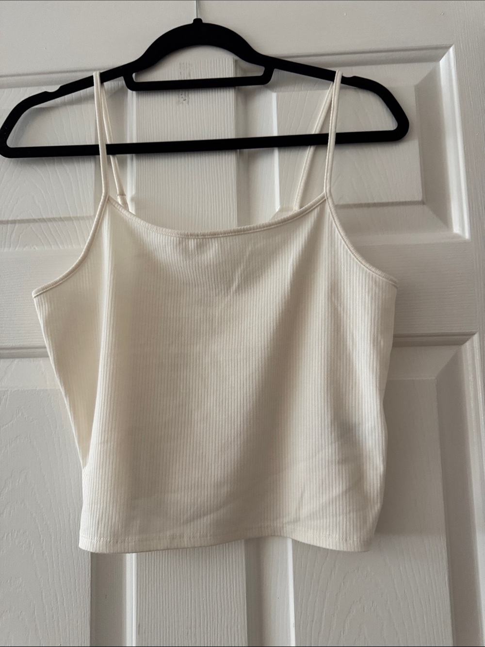 American eagle Women's Cream Ribbed Spaghetti Strap Tank Top